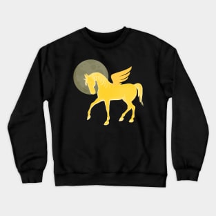 Golden Unicorn, Beautiful Unicorn, Wings, Moon, Pegasus Crewneck Sweatshirt